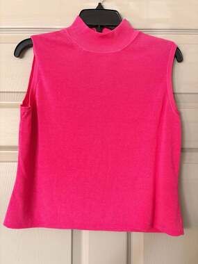 Investment Petites Sleeveless Mock Neck Top Size PS Pink